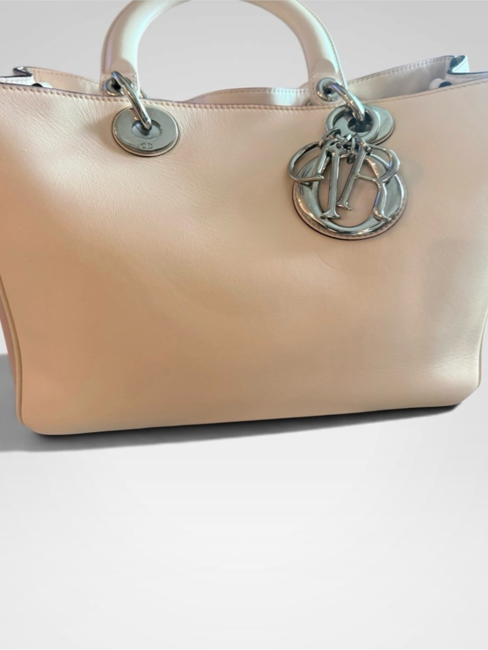 Pre-owned Christian Dior Two-Tone Pink Leather Satchel with Signature Charms